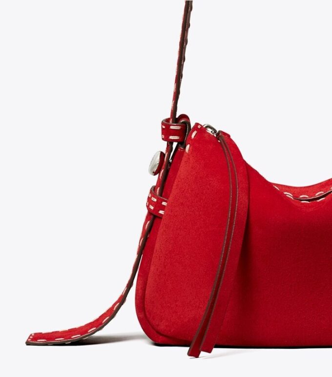 Petit sac à bandoulière Romy en daim avec surpiqûres Petit sac à bandoulière Romy en daim avec surpiqûres
