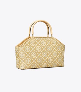 Petit sac cabas en raphia T Monogram