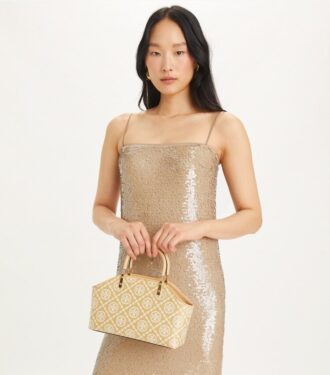 Petit sac cabas en raphia T Monogram