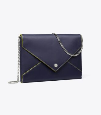 Pochette à chaîne en cuir lisse