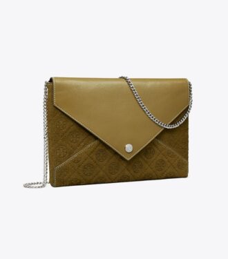 Pochette à chaîne en daim T Monogram