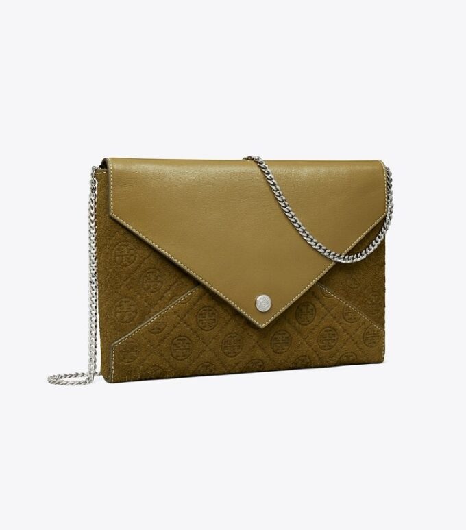 Pochette à chaîne en daim T Monogram Pochette à chaîne en daim T Monogram