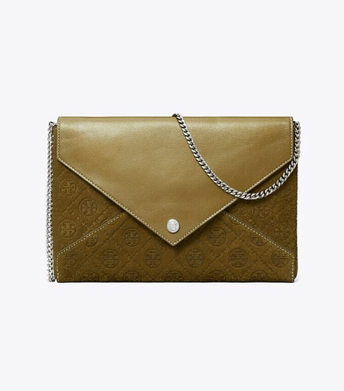 Pochette à chaîne en daim T Monogram Pochette à chaîne en daim T Monogram