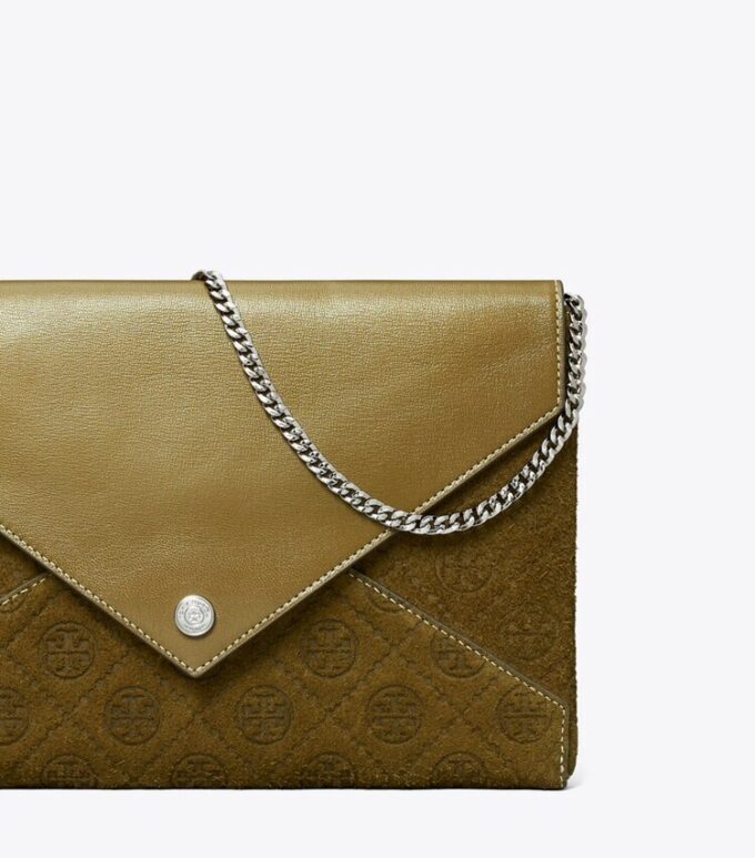 Pochette à chaîne en daim T Monogram Pochette à chaîne en daim T Monogram