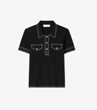 Polo en laine surpiqué