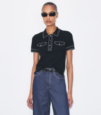 Polo en laine surpiqué
