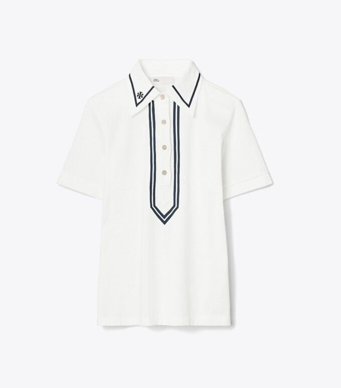 Polo rétro en coton mercerisé