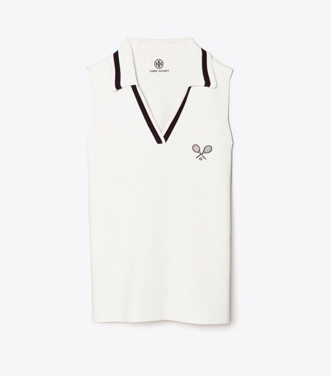 Polo sans manches en tricot côtelé Racquet Polo sans manches en tricot côtelé Racquet