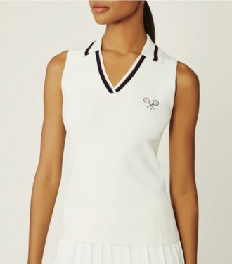 Polo sans manches en tricot côtelé Racquet