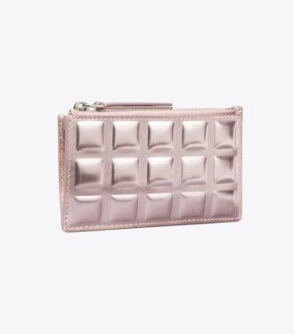 Porte-cartes zippé Fleming Metallic Square Quilt