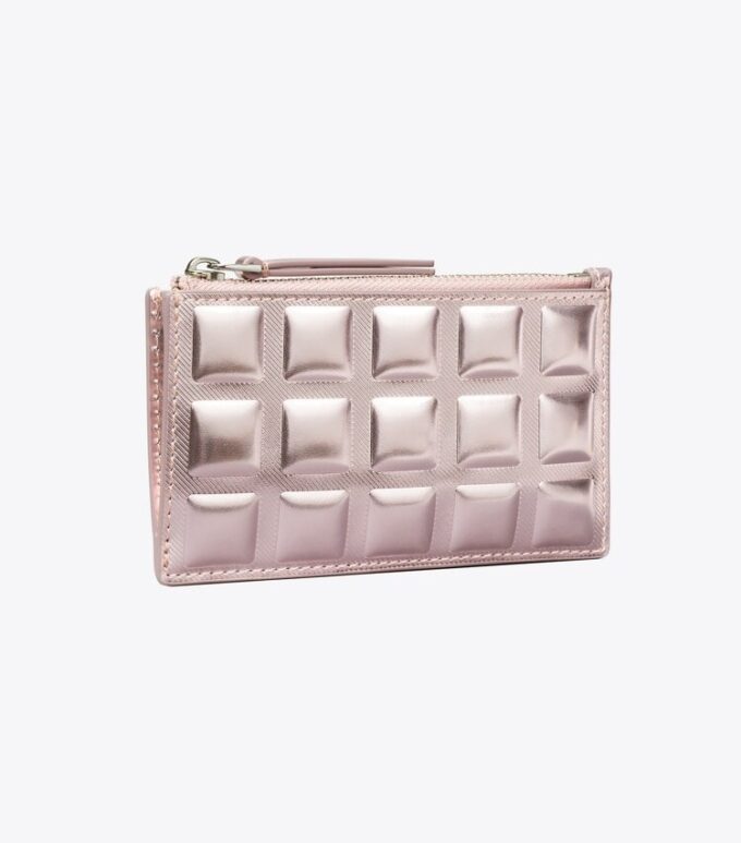 Porte-cartes zippé Fleming Metallic Square Quilt