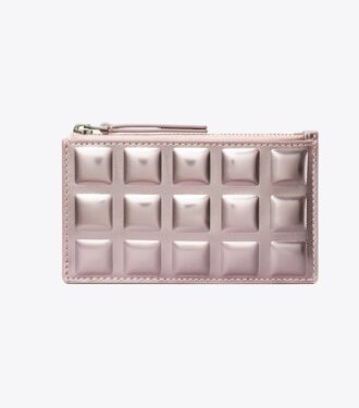 Porte-cartes zippé Fleming Metallic Square Quilt