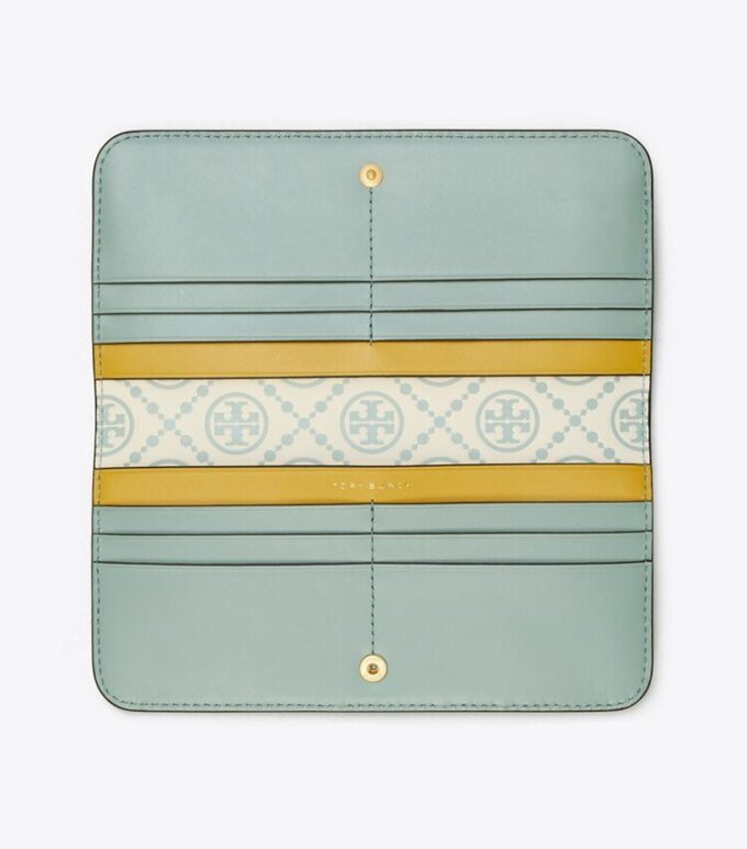 Portefeuille slim à fermeture éclair contrastée et T Monogram en relief Portefeuille slim à fermeture éclair contrastée et T Monogram en relief