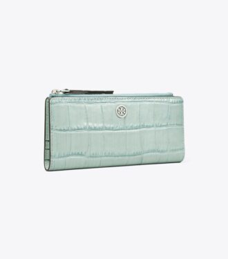 Portefeuille slim zippé Robinson à motif croco