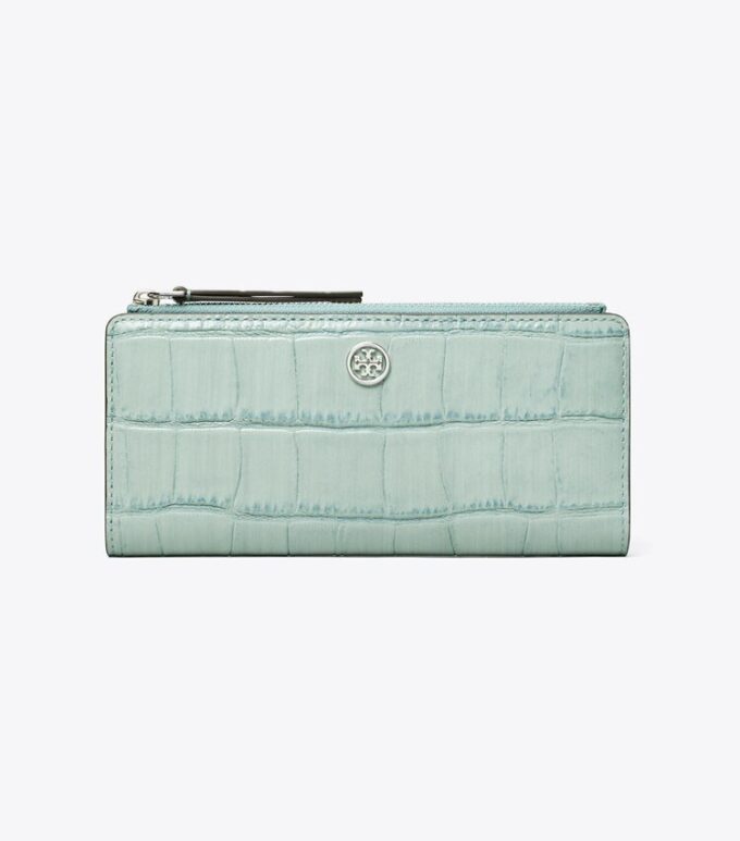 Portefeuille slim zippé Robinson à motif croco Portefeuille slim zippé Robinson à motif croco