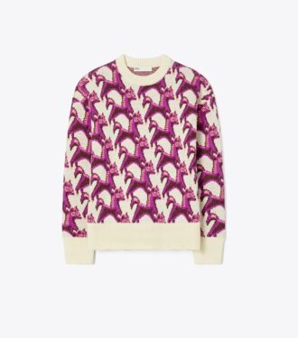 Pull à col rond en laine jacquard