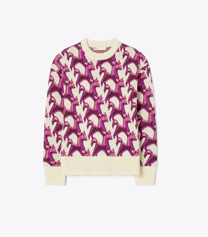 Pull à col rond en laine jacquard Pull à col rond en laine jacquard