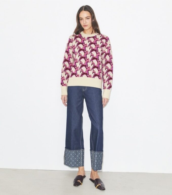 Pull à col rond en laine jacquard Pull à col rond en laine jacquard