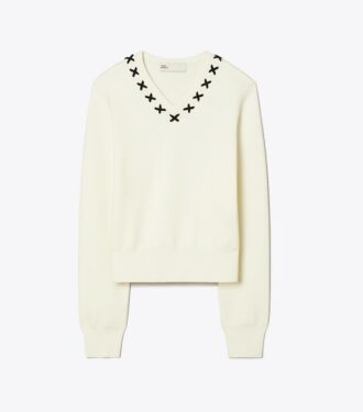 Pull en laine brodé