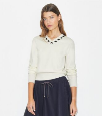 Pull en laine brodé