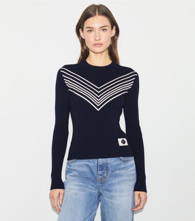 Pull en viscose à motif chevron Pull en viscose à motif chevron