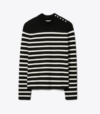 Pull à rayures et boutons-pression aux épaules