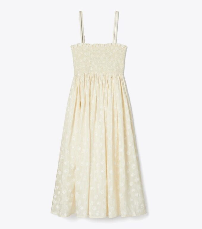 Robe bustier en soie smockée Robe bustier en soie smockée