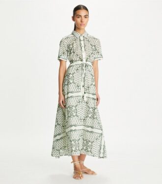 Robe chemise en coton imprimé