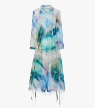 Robe chemise en organza de soie