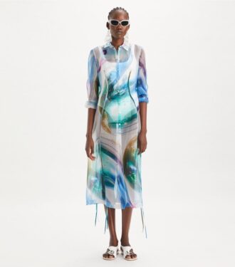 Robe chemise en organza de soie