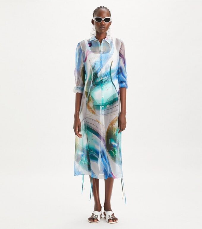 Robe chemise en organza de soie Robe chemise en organza de soie