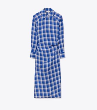 Robe chemise en viscose à carreaux