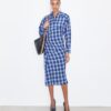 Robe chemise en viscose à carreaux
