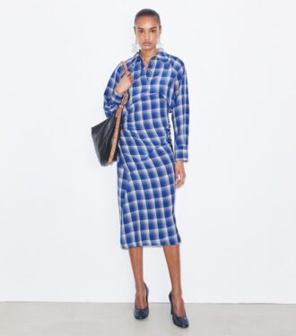 Robe chemise en viscose à carreaux