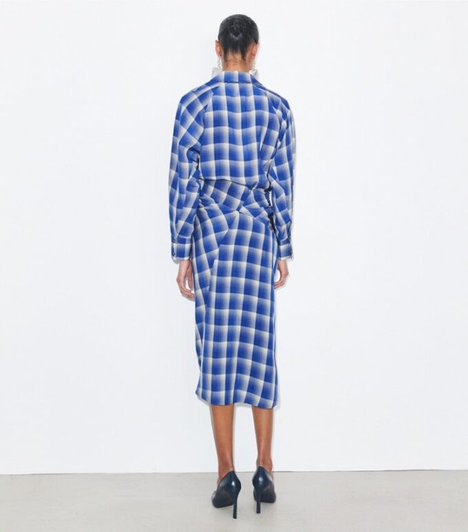 Robe chemise en viscose à carreaux