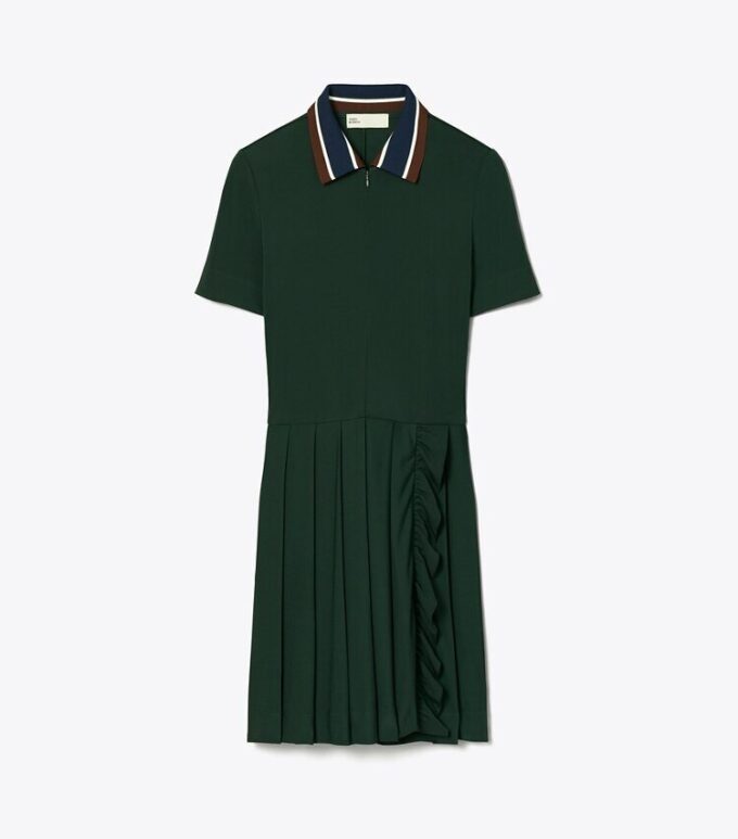Robe de golf plissée à fermeture éclair sur le devant Robe de golf plissée à fermeture éclair sur le devant