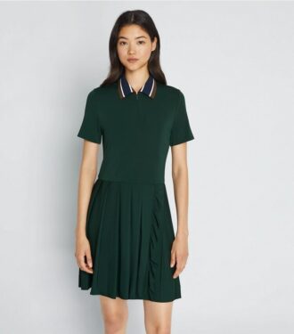 Robe de golf plissée à fermeture éclair sur le devant