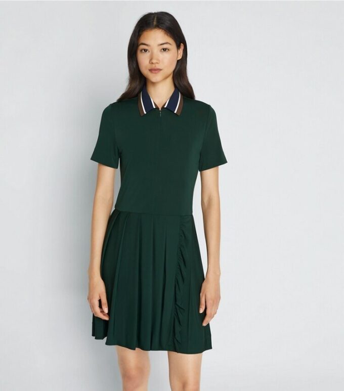 Robe de golf plissée à fermeture éclair sur le devant Robe de golf plissée à fermeture éclair sur le devant