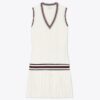 Robe de tennis à col en V en jersey performant