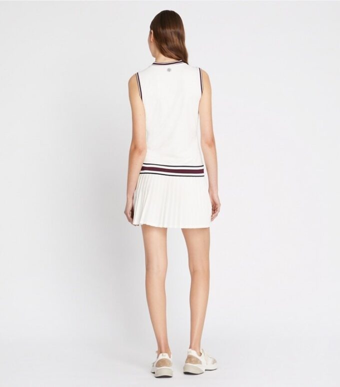 Robe de tennis à col en V en jersey performant