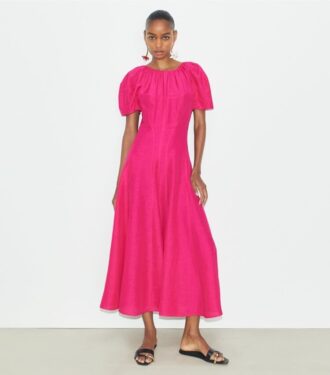 Robe en lin à manches ballon