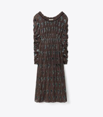 Robe en velours froncé