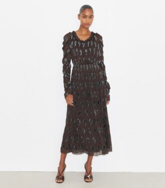 Robe en velours froncé