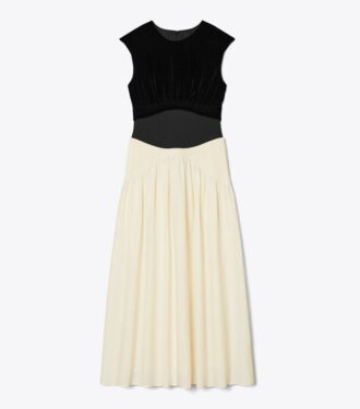 Robe plissée à blocs de couleur