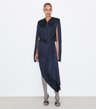 Robe plissée drapée en viscose