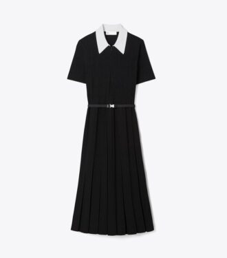 Robe plissée à monogramme T Pointelle