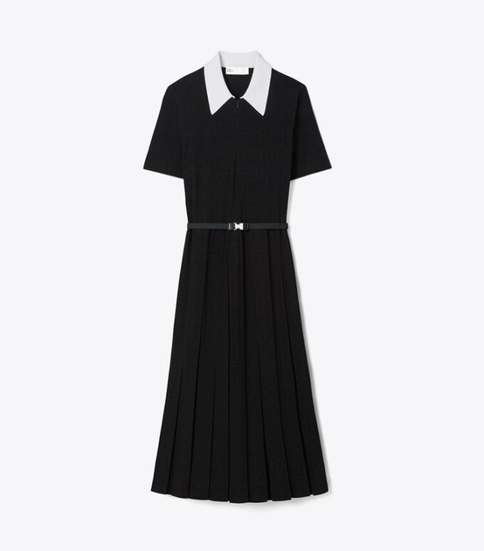 Robe plissée à monogramme T Pointelle Robe plissée à monogramme T Pointelle