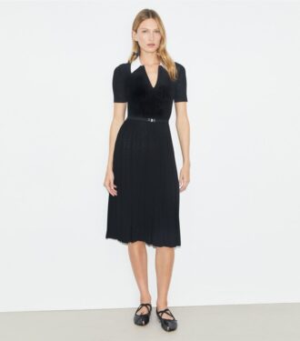 Robe plissée à monogramme T Pointelle
