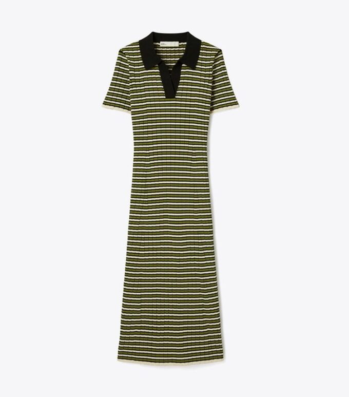 Robe polo en maille rayée Robe polo en maille rayée