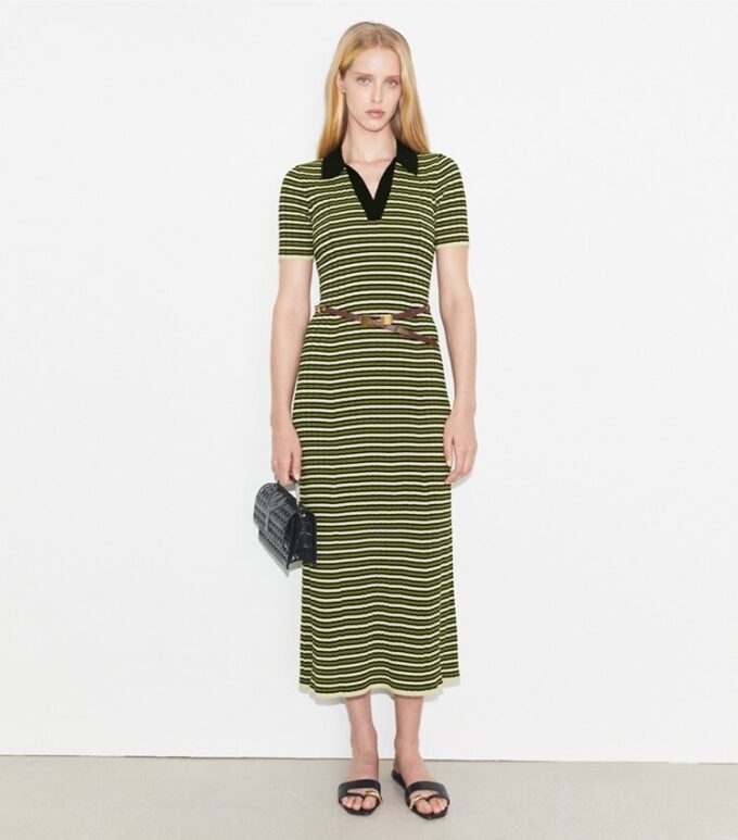 Robe polo en maille rayée Robe polo en maille rayée